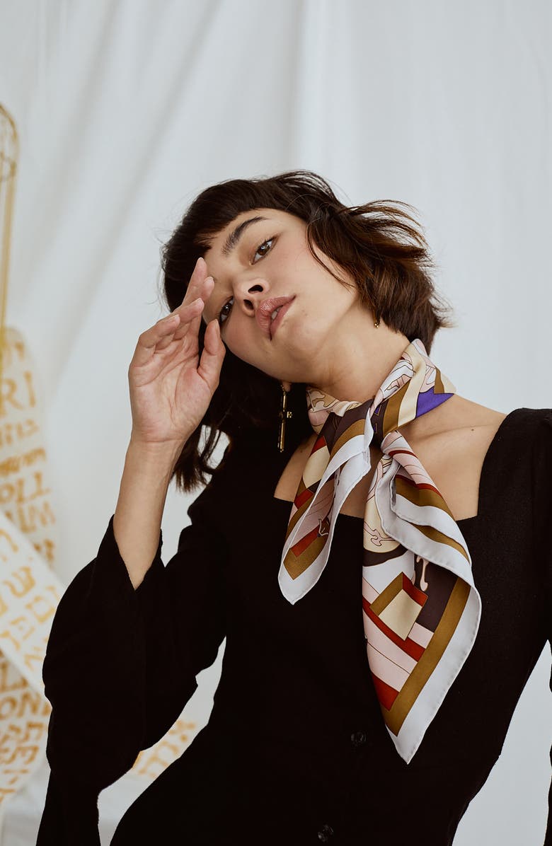 Lost Pattern The Kiss Silk Bandana, Alternate, color, 