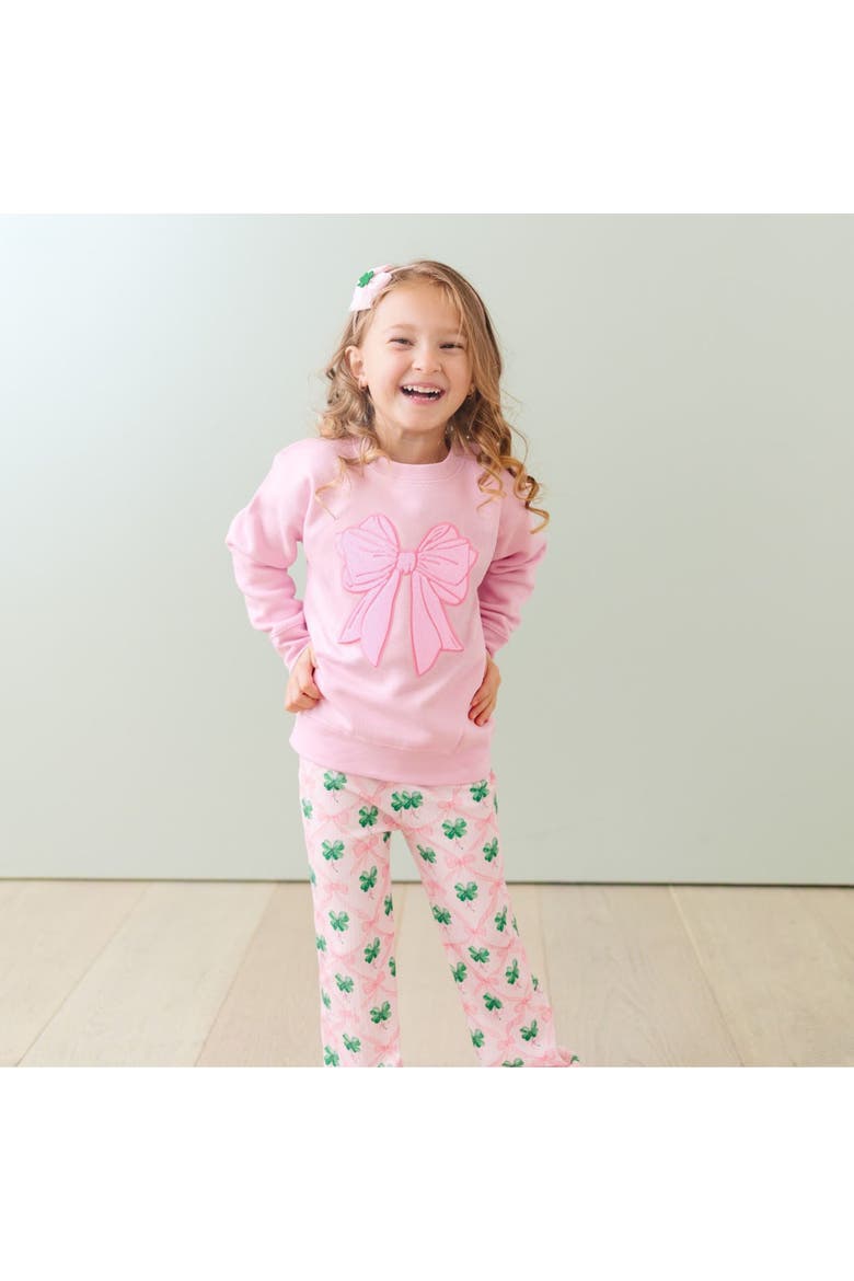 Pink Bow Sequin Patch Sweatshirt, Alternate, color, Pink