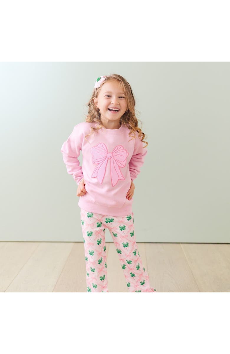 Sweet Wink Pink Bow Sequin Patch Sweatshirt, Alternate, color, Pink