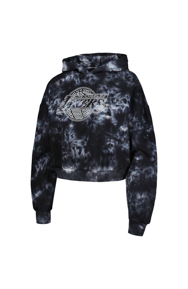 THE WILD COLLECTIVE Women's The Wild Collective Black Los Angeles Lakers Tie-Dye Cropped Pullover Hoodie, Alternate, color, Black