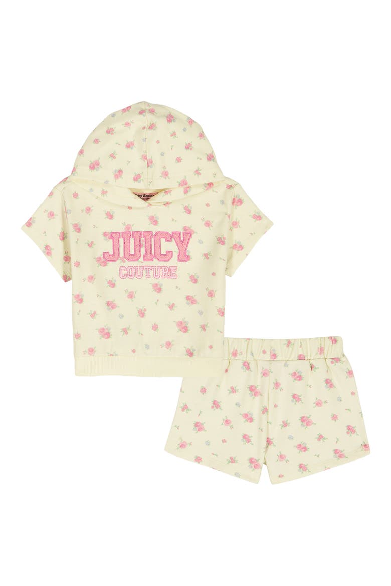 Kids' French Terry Hoodie & Shorts Set, Main, color, IVORY MULTI