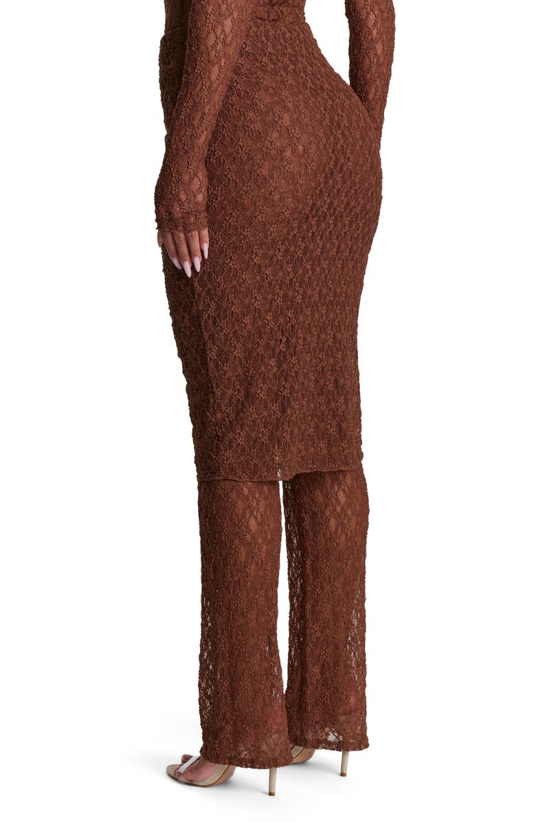 Naked Wardrobe Stretch Lace Skirted Pants, Alternate, color, Brown Sugar