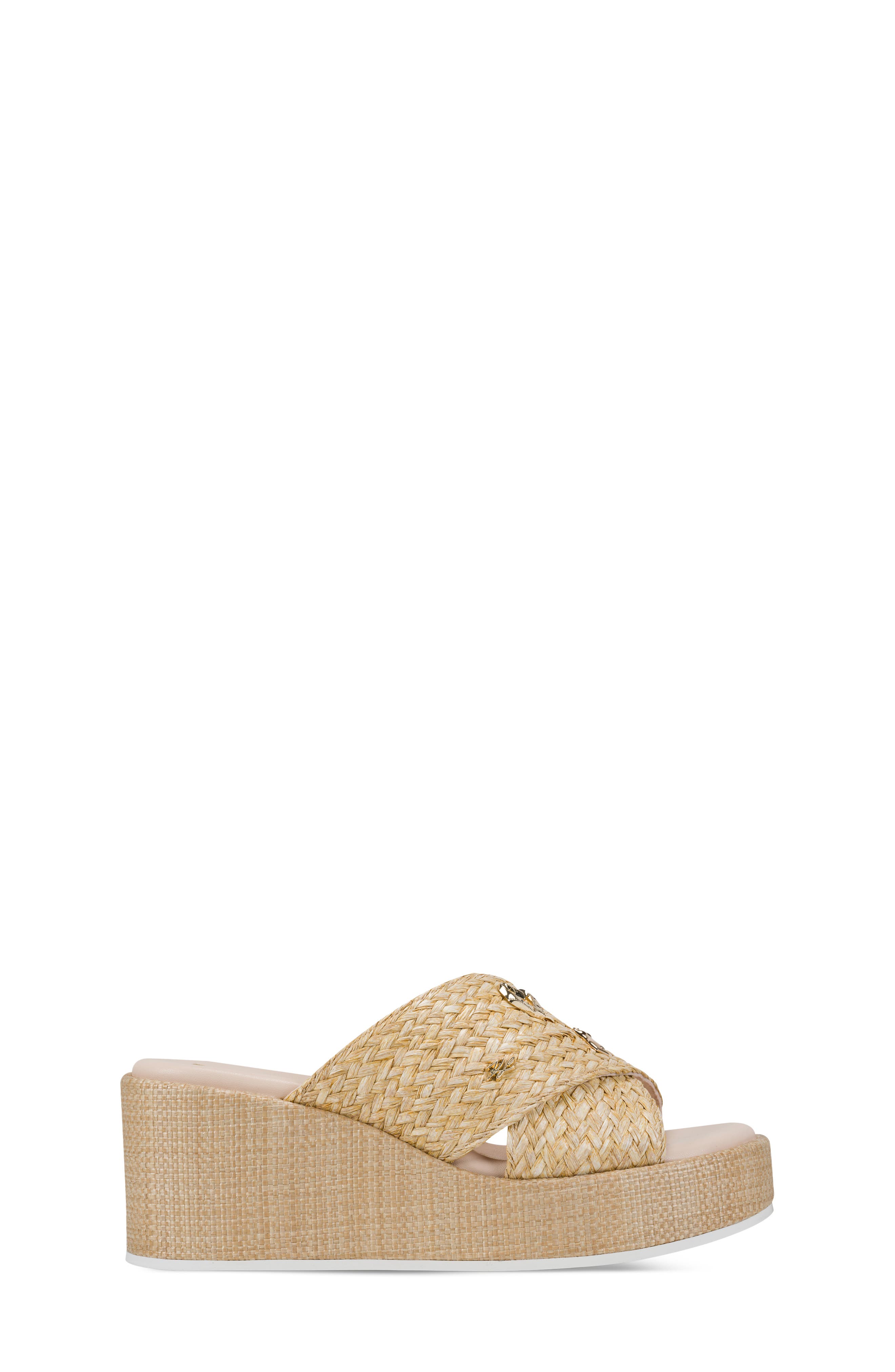 KARL LAGERFELD PARIS Caleigh Woven Platform Wedge Sandal, Alternate, color, Natural