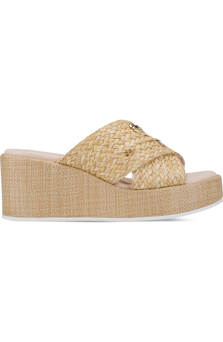 KARL LAGERFELD PARIS Caleigh Woven Platform Wedge Sandal, Alternate, color, Natural