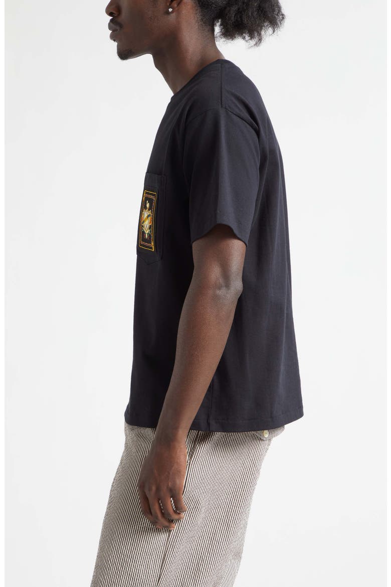 Bullion Card Embroidered Cotton Pocket T-Shirt, Alternate, color, BLACK