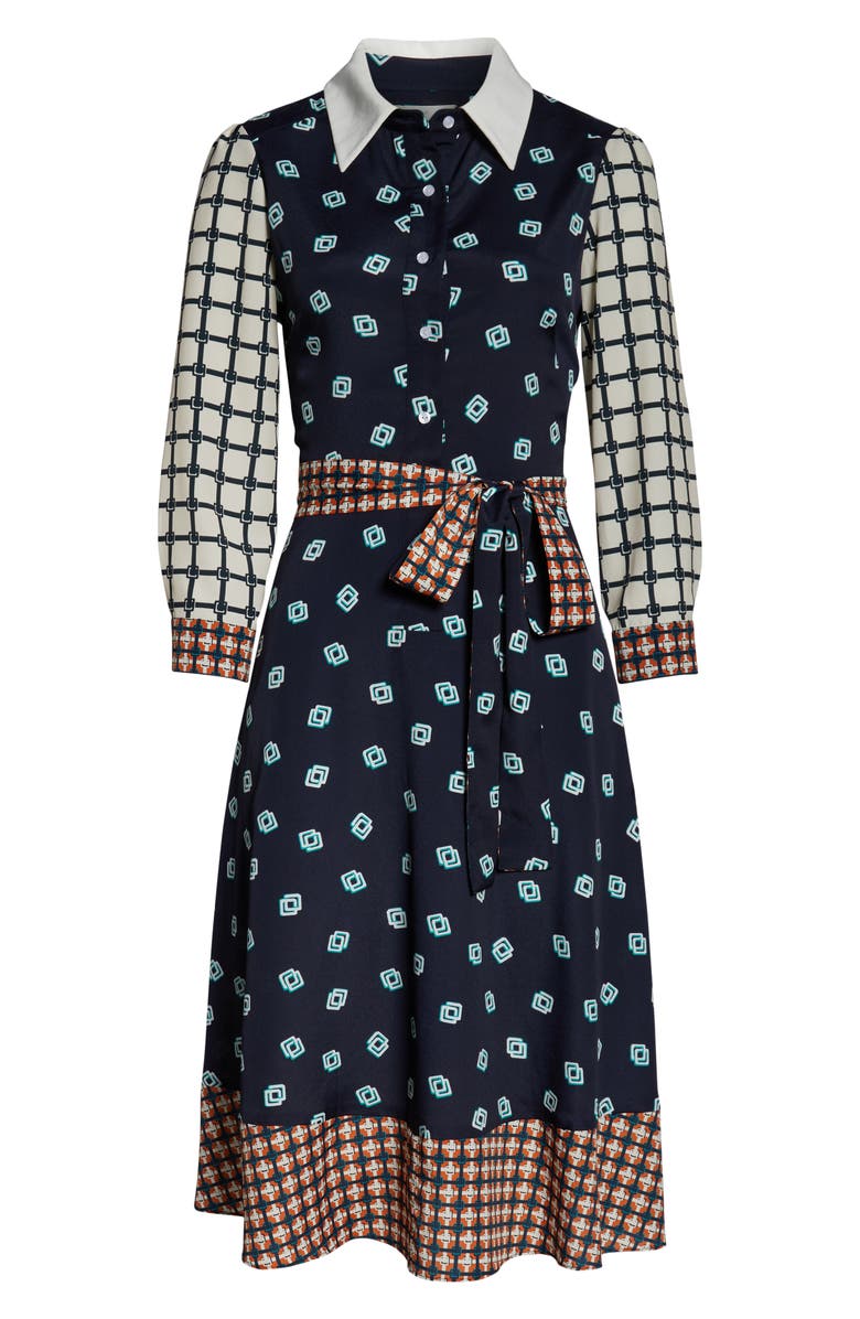 Eliza J Geo Print Belted Shirtdress, Alternate, color,