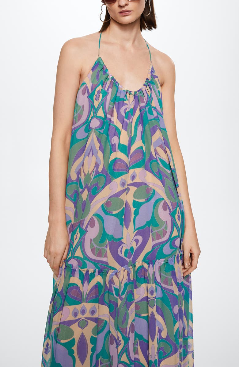 MANGO Abstract Print Open Back Dress, Alternate, color, 