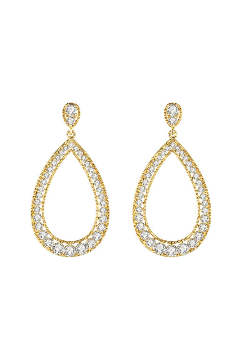 Artisanal Pavé Hollow Teardrop Earrings, Main, color, Gold