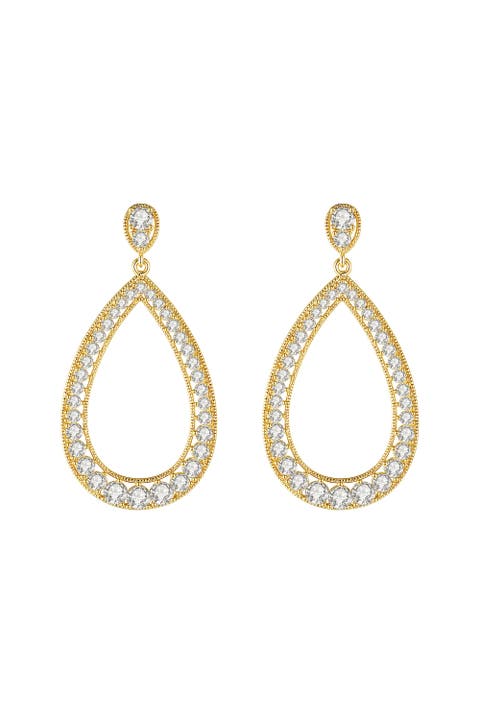 Artisanal Pavé Hollow Teardrop Earrings