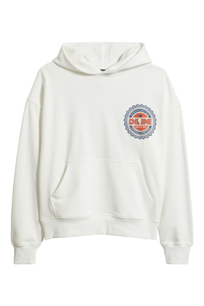 Beer Bottle Graphic Cotton Hoodie, Alternate, color, OFF-WHITE