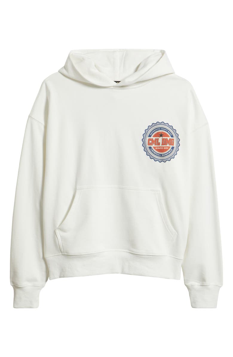 CRIMINAL DAMAGE Beer Bottle Graphic Cotton Hoodie, Main, color, Off-White