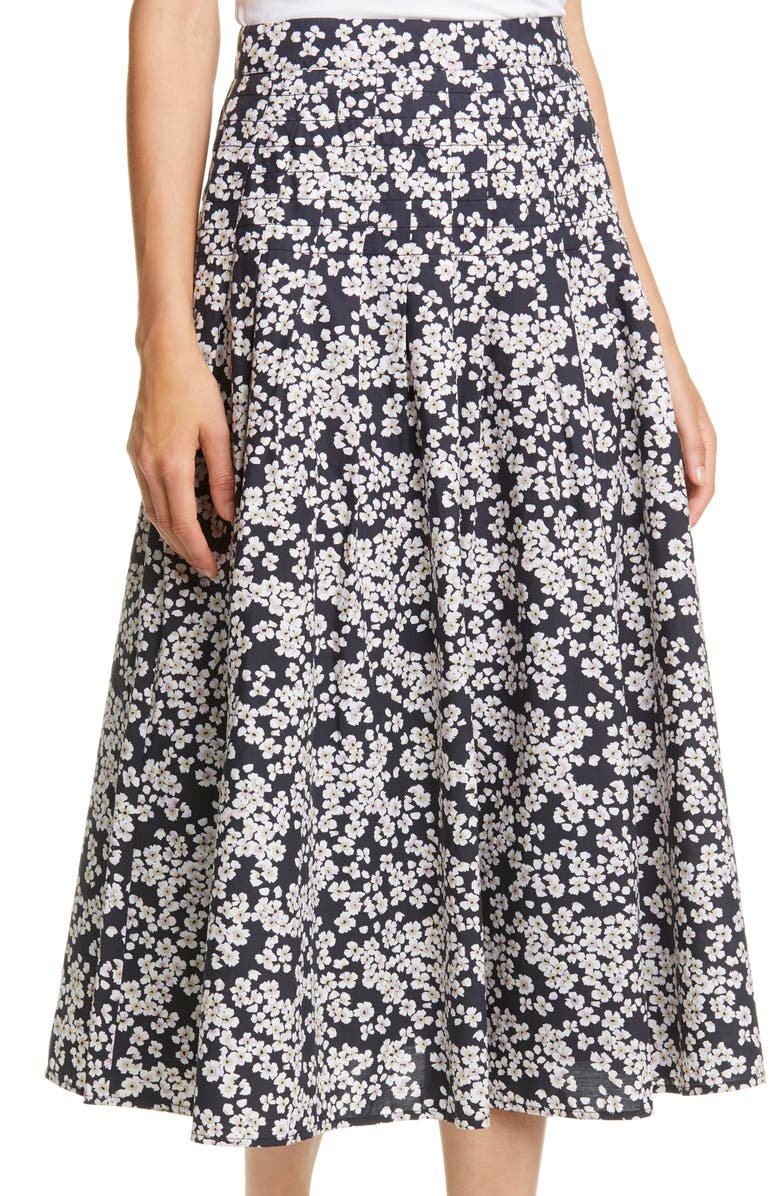 Merlette Harper Floral Pleated A-Line Midi Skirt, Alternate, color,