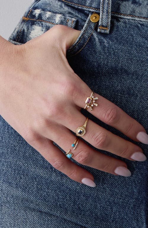 Zoë Chicco Turquoise & Diamond Pavé Open Ring In 14k Yellow Gold