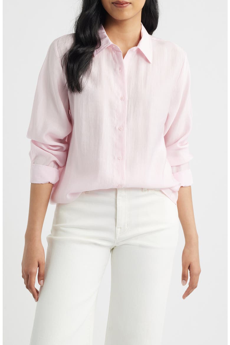 Luxe Touch Relaxed Fit Button-Up Shirt, Main, color, PARFAIT PINK