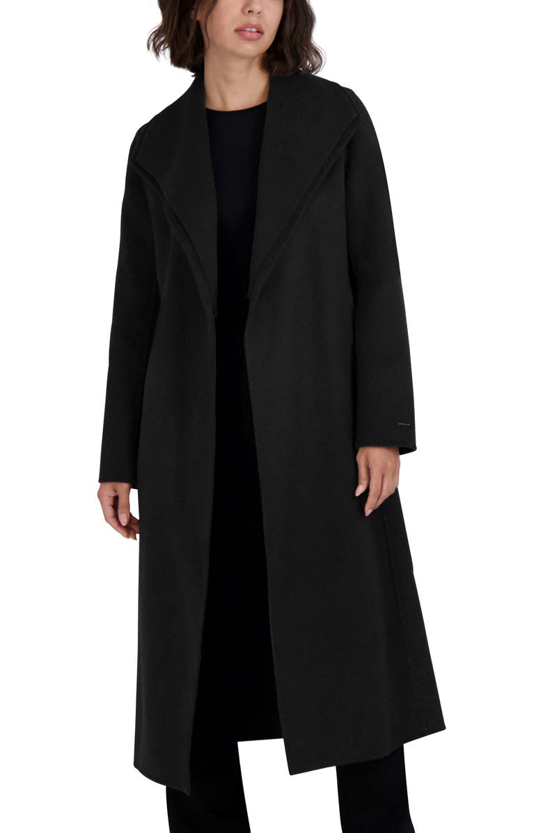 Tahari Elliot Wool Blend Coat, Alternate, color, Black
