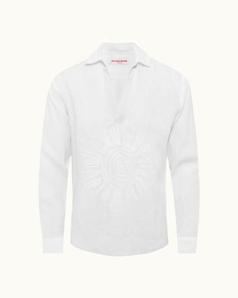 Ridley Embroidery Relaxed Fit Linen Sunshine Embroidery Shirt