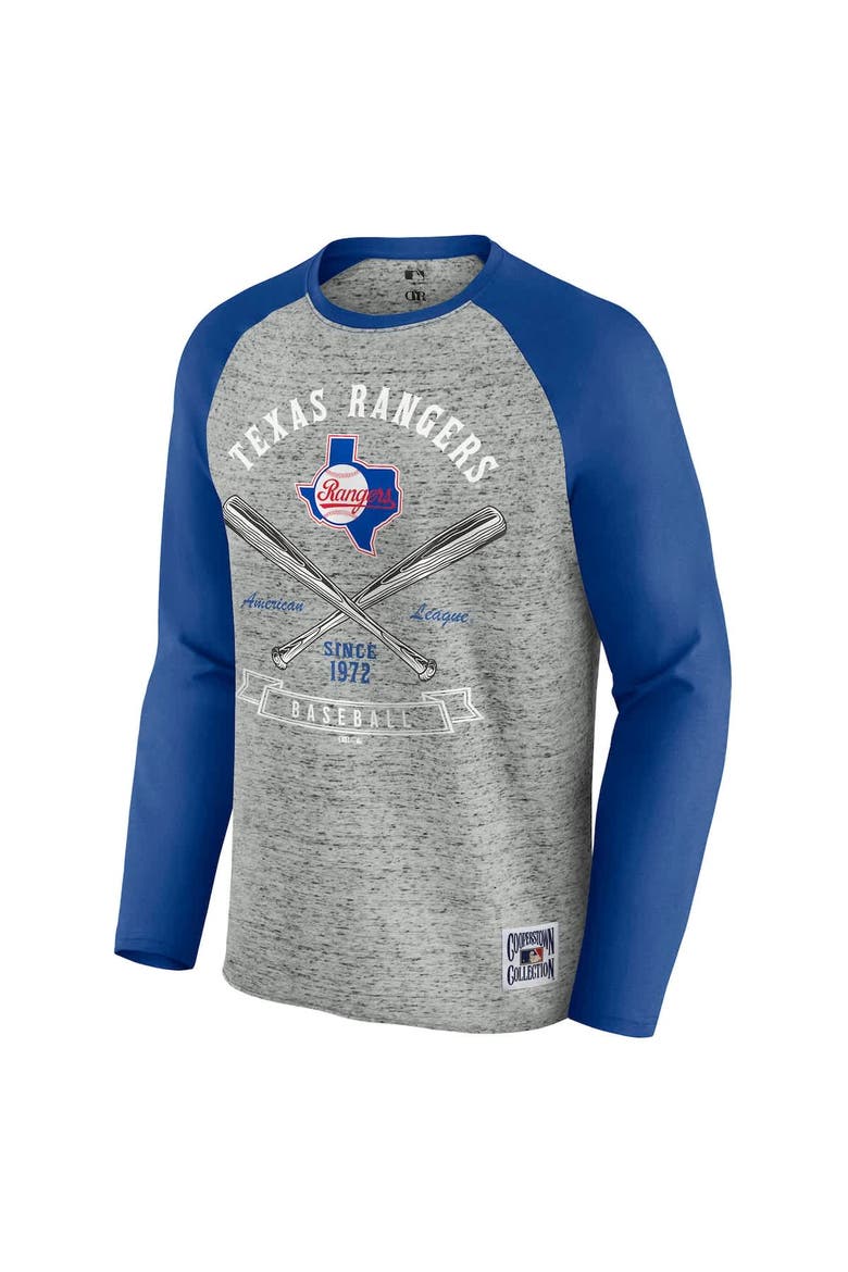 Men's Darius Rucker Collection by Fanatics  Heather Gray Texas Rangers Raw Edge Raglan Long Sleeve Baseball T-Shirt, Alternate, color, Heather Gray