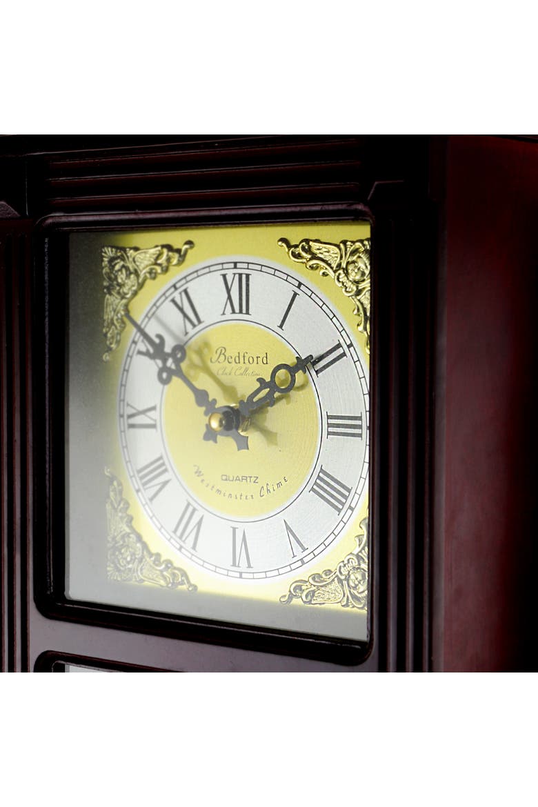 22in Wall Clock with Brass Pendulum and 4 Chimes, Alternate, color, Mahogany