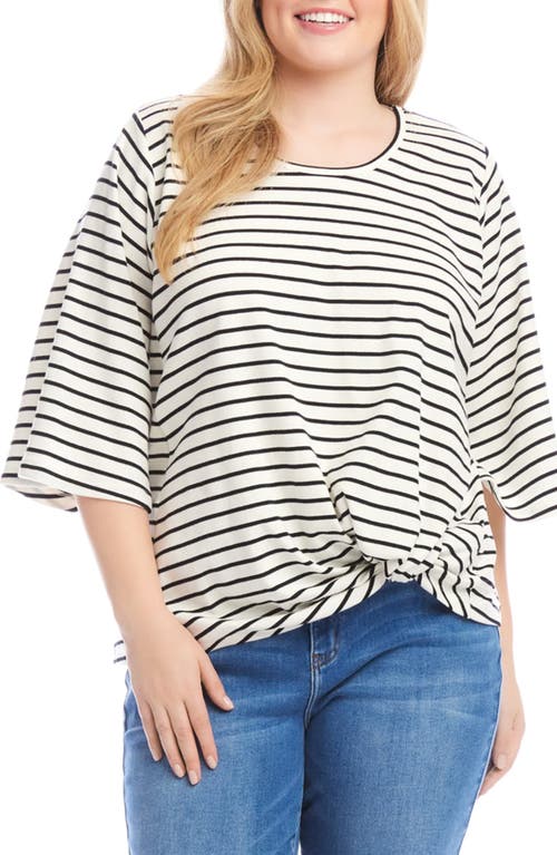 Karen Kane Plus Size Stripe Flare Sleeve Pick Up Top