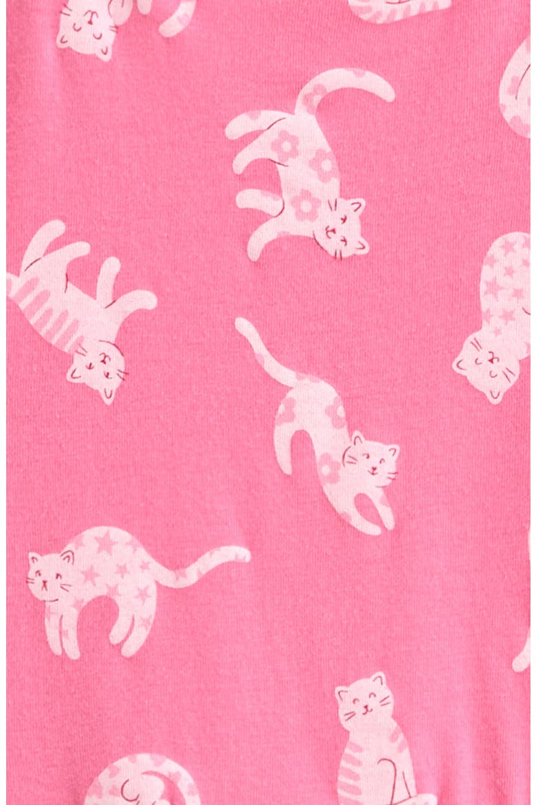 Kids' Short Sleeve Tiered Dress, Alternate, color, PINK COSMOS DOODLE CATS
