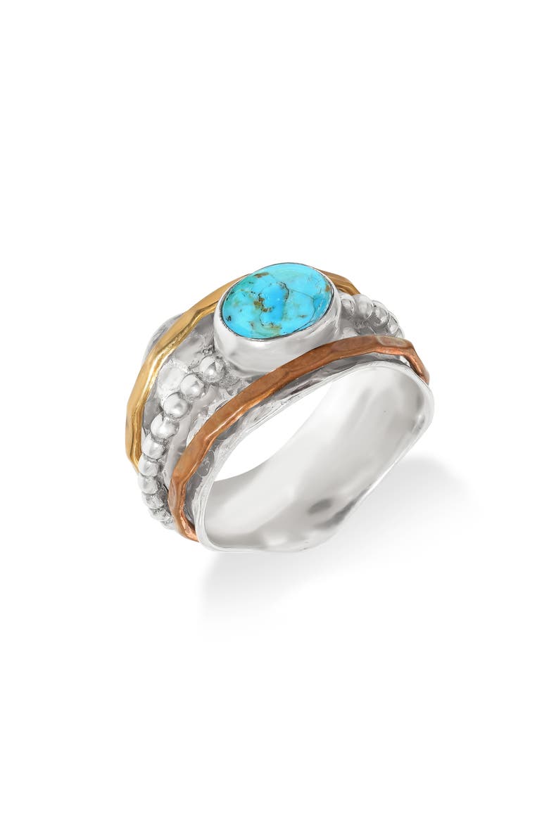 Turquoise Silver Plated Statement Ring, Main, color, BLUE