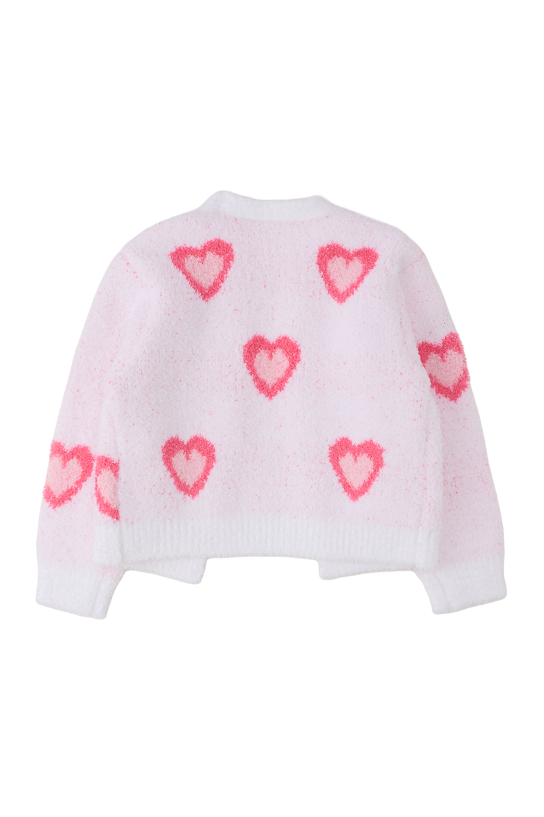 Cozy Sweater Knit Open Cardigan (toddler, Little Kid, Big Kid), Alternate, color, Pink Hearts
