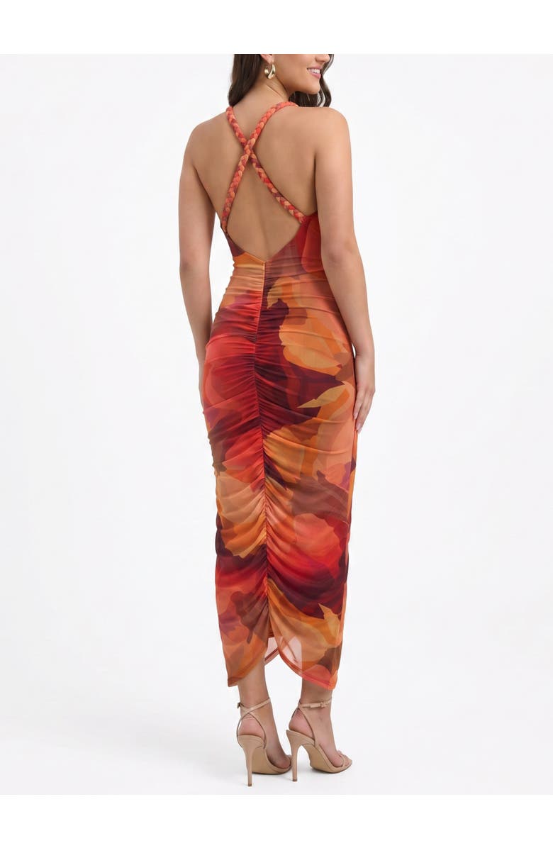 RACHEL Rachel Roy Thalassa Printed Mesh Dress, Alternate, color, Orange Floral