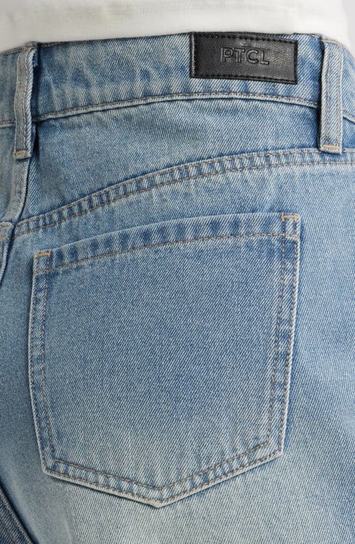Ptcl Rhea High Waist Wide Leg Denim Shorts In Tinted Med Indigo