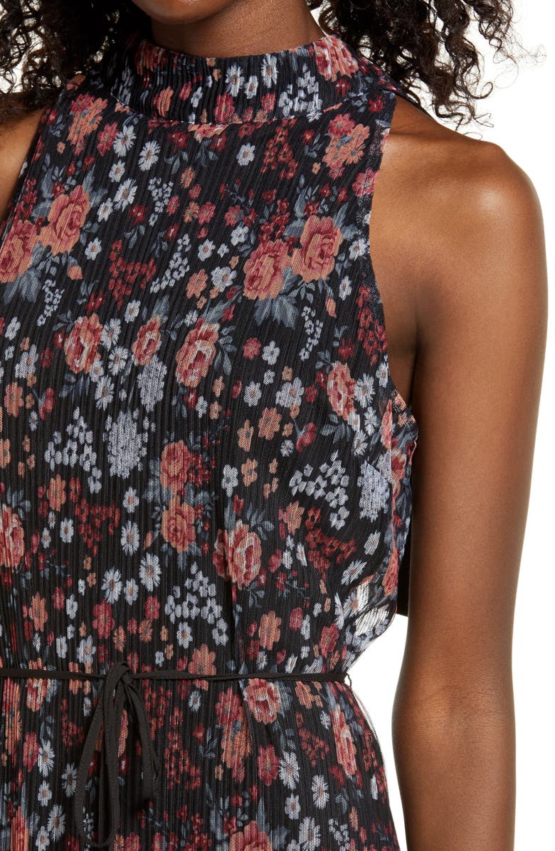 Sam Edelman Floral Plissé Midi Dress, Alternate, color, 