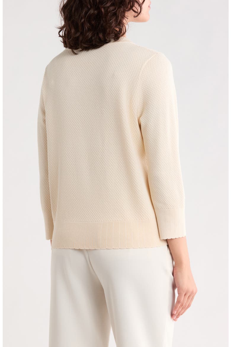 Scalloped Three-Quarter Sleeve Sweater, Alternate, color, CREAM
