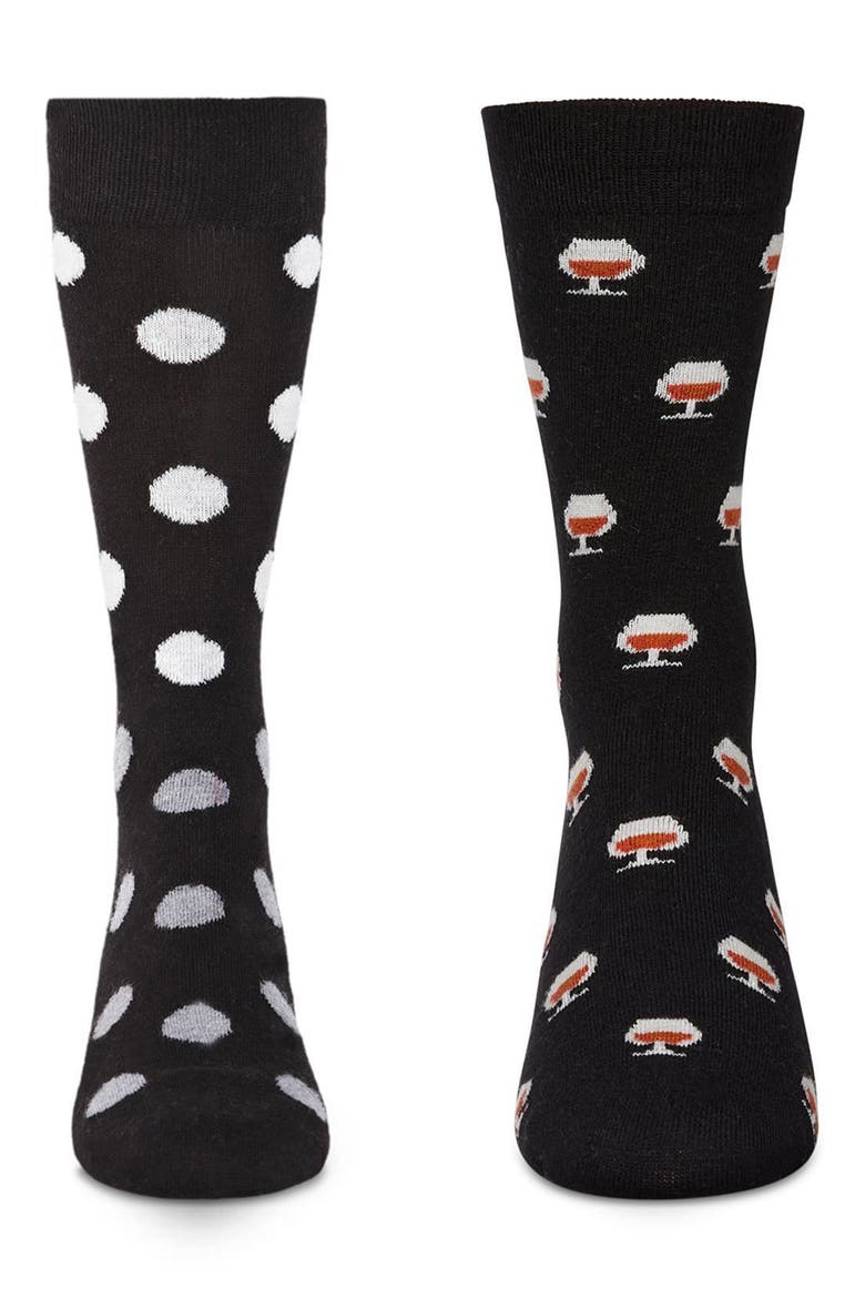 Assorted 2-Pack Crew Socks, Alternate, color, BLACK-BLACK