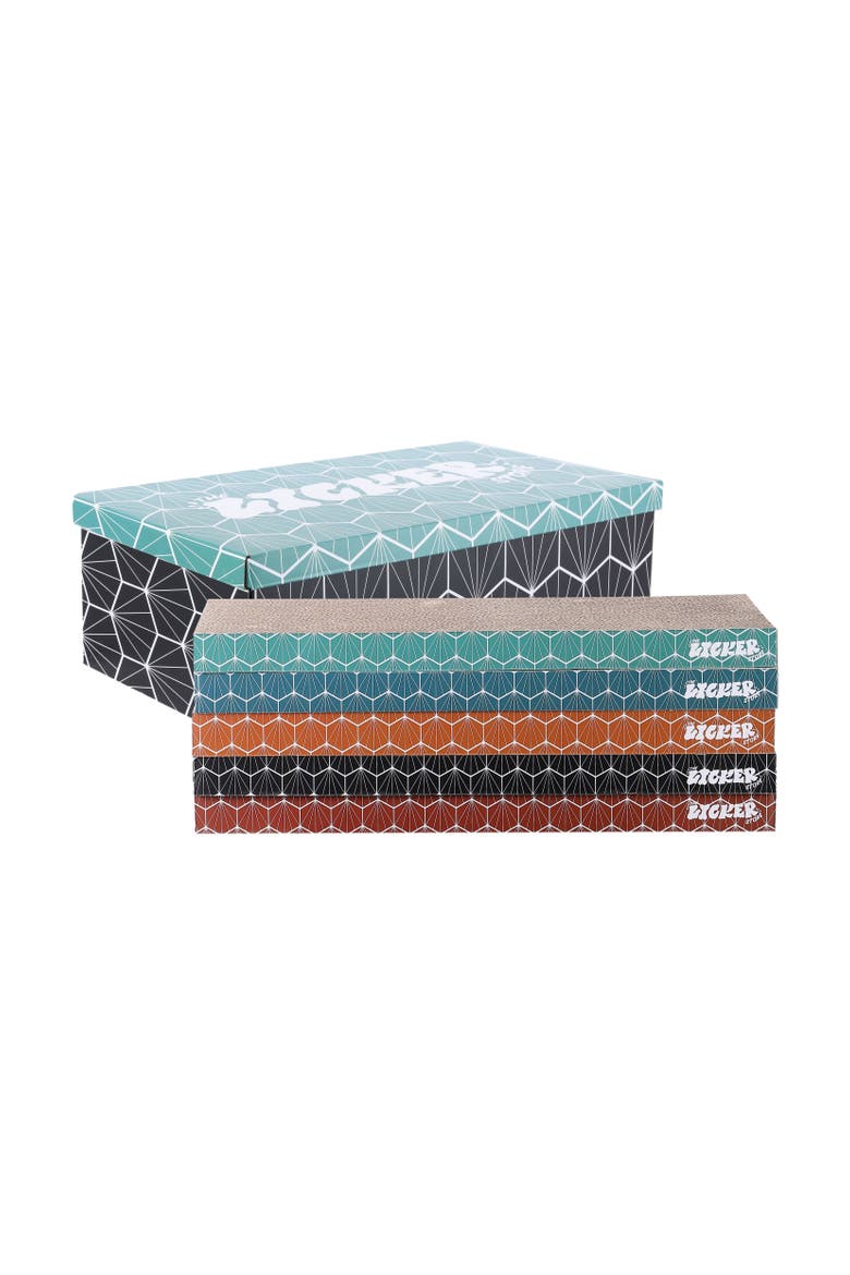 Naomi Modern Cardboard Reversible Cat Scratcher Pad in Box with Catnip, Main, color, Multi