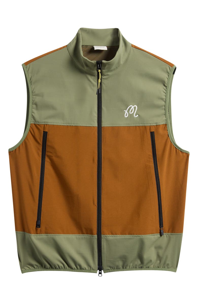 Malbon Golf Albatross Foraging Vest, Main, color, Olivine / Pecan