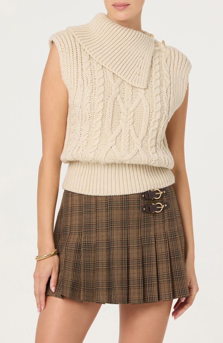 ASTR the Label Kristin Cable Stitch Sleeveless Sweater, Main, color, Cream