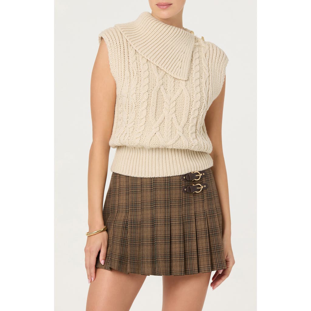 Astr The Label Kristin Cable Stitch Sleeveless Sweater In White