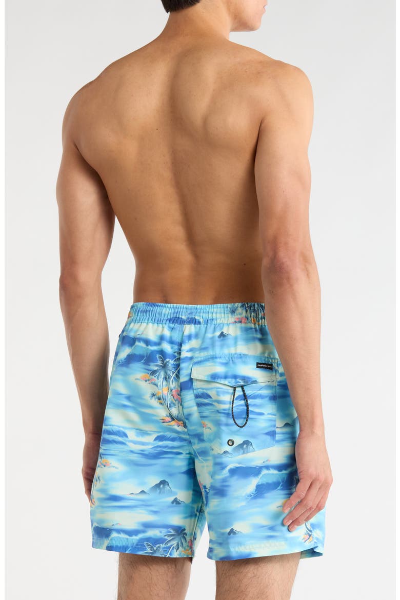 Everyday Water Repellent Tropical Surf Volley 6-Inch Swim Trunks, Alternate, color, TOTAL ECLIPSE