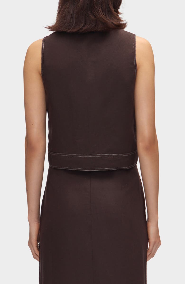 ALIGNE Summer Linen & Organic Cotton Blend Button-Up Crop Top, Alternate, color, Chocolate