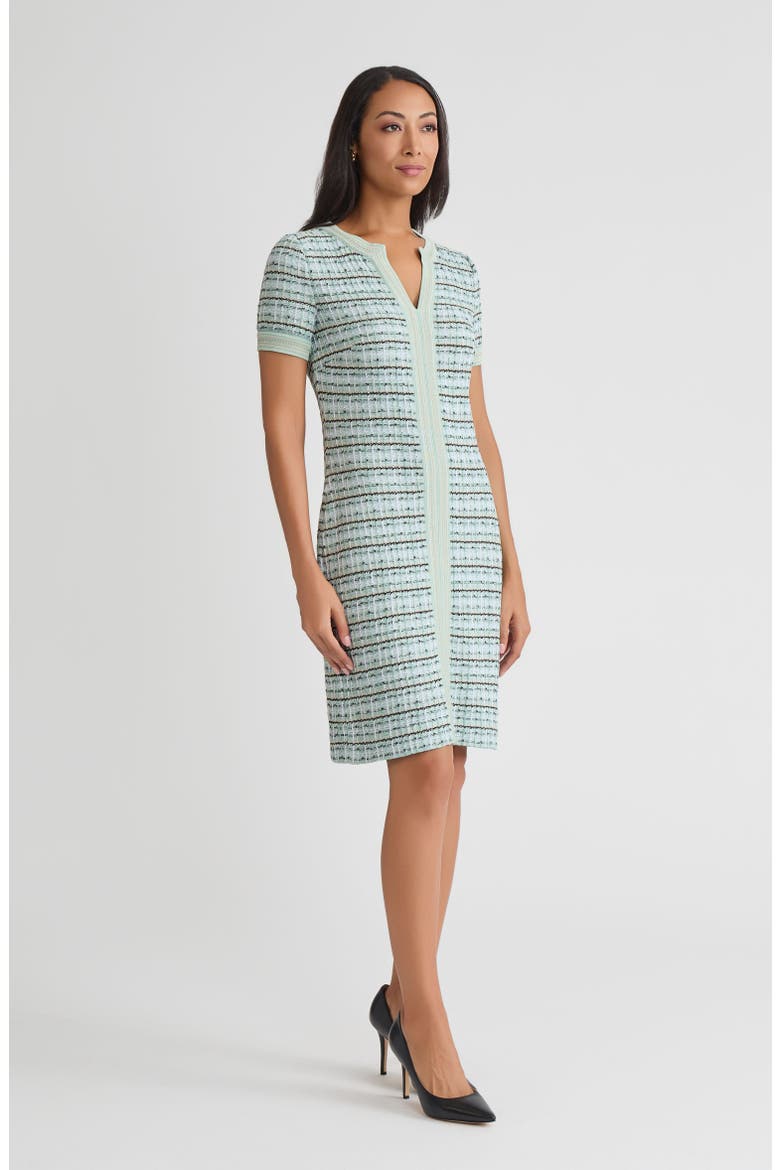 Plaid Textured Knit Sheath Dress, Alternate, color, Fresh Mint/Mystic Green