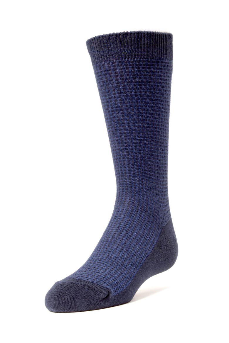 Diamond Textured Crew Socks, Main, color, Navy