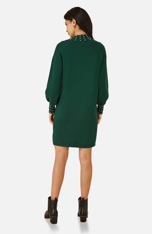 Yumi Bead Detail Knitted Sweater Dress In Green