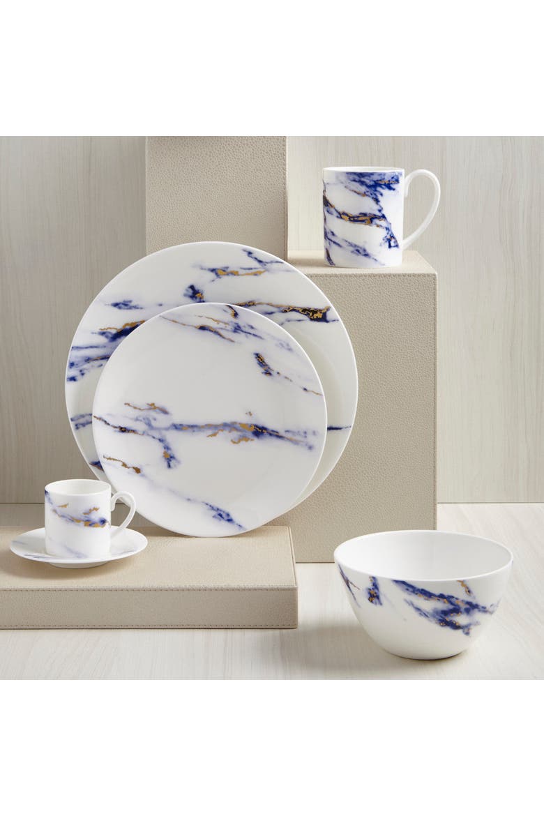 Marble Azure Serving Bowl, Alternate, color, White