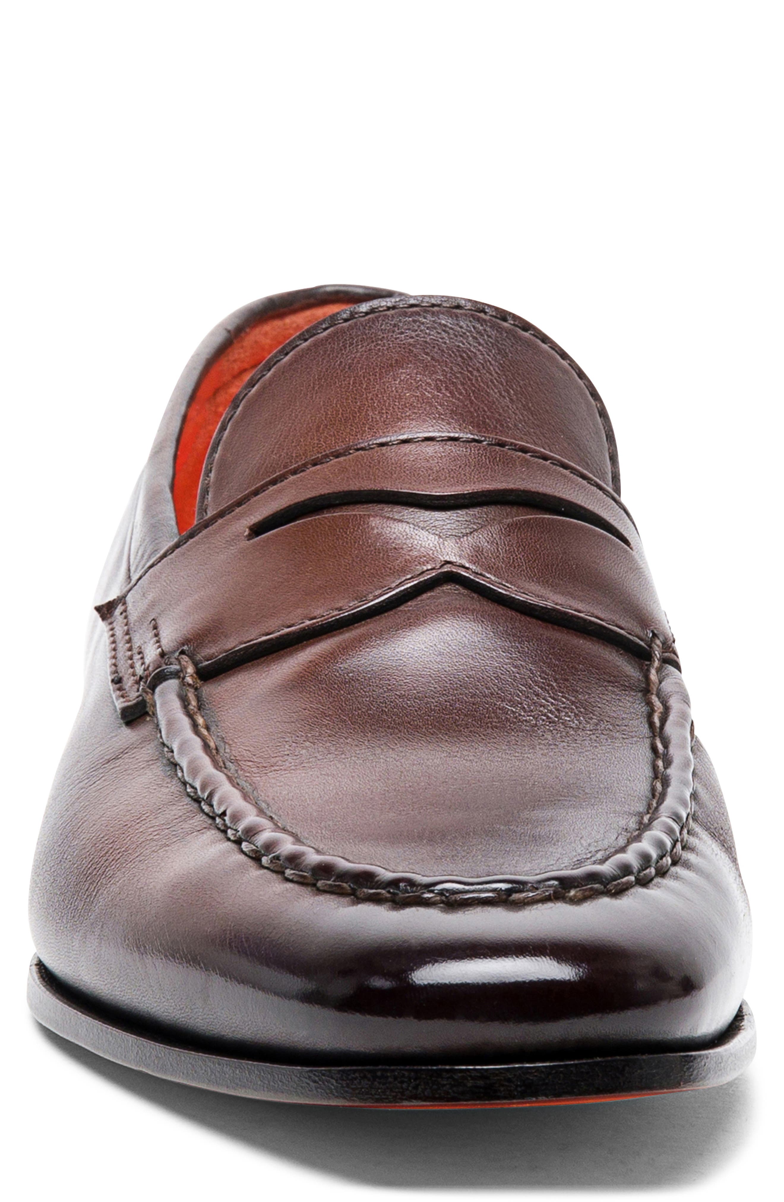 Santoni Door Penny Loafer, Alternate, color, Brown