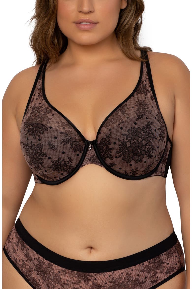 Sheer Mesh Plunge T-Shirt Bra, Main, color, CHANTILLY