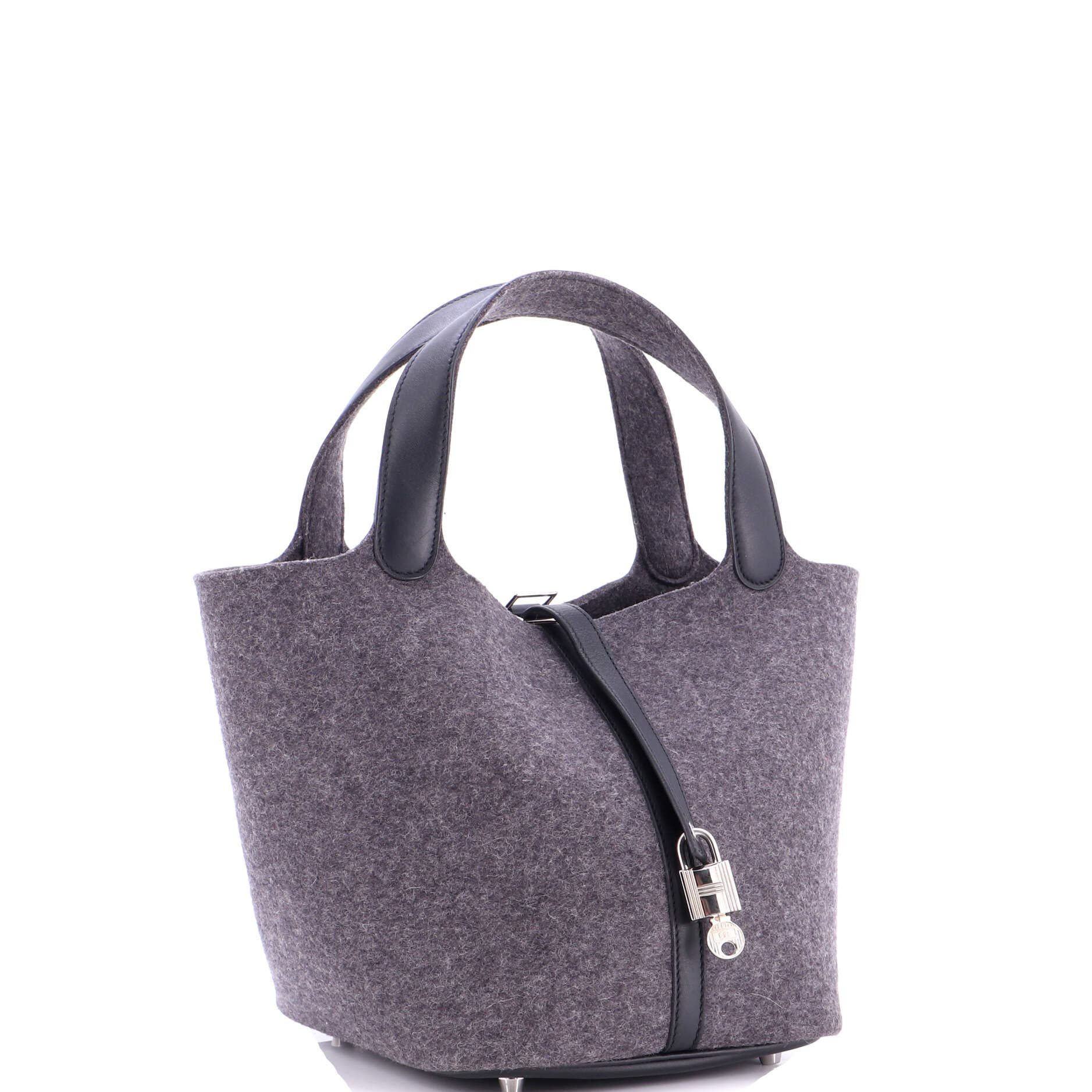 Picotin Lock Bag Felt with Leather MM, Alternate, color, Grey