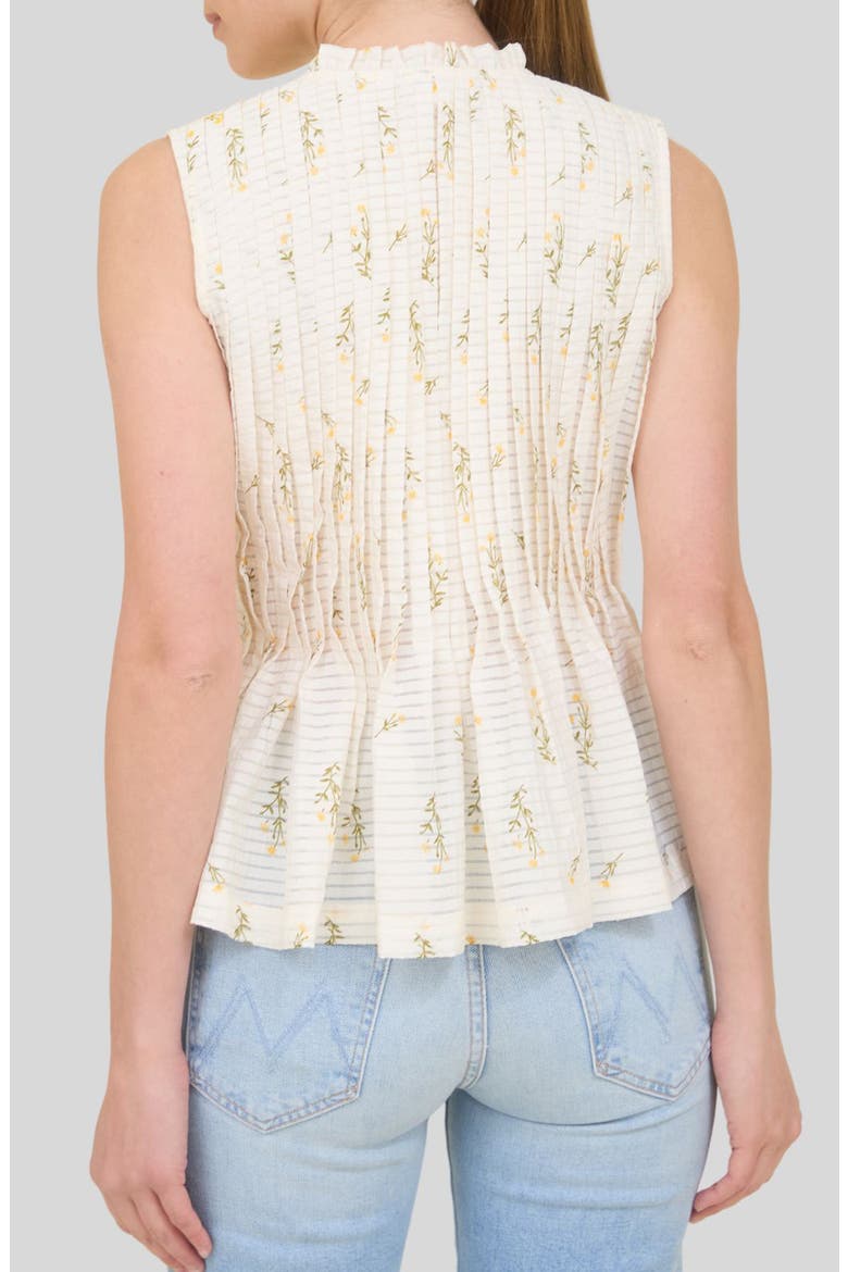 Floral Pleated Top, Alternate, color, IVORY MULTI