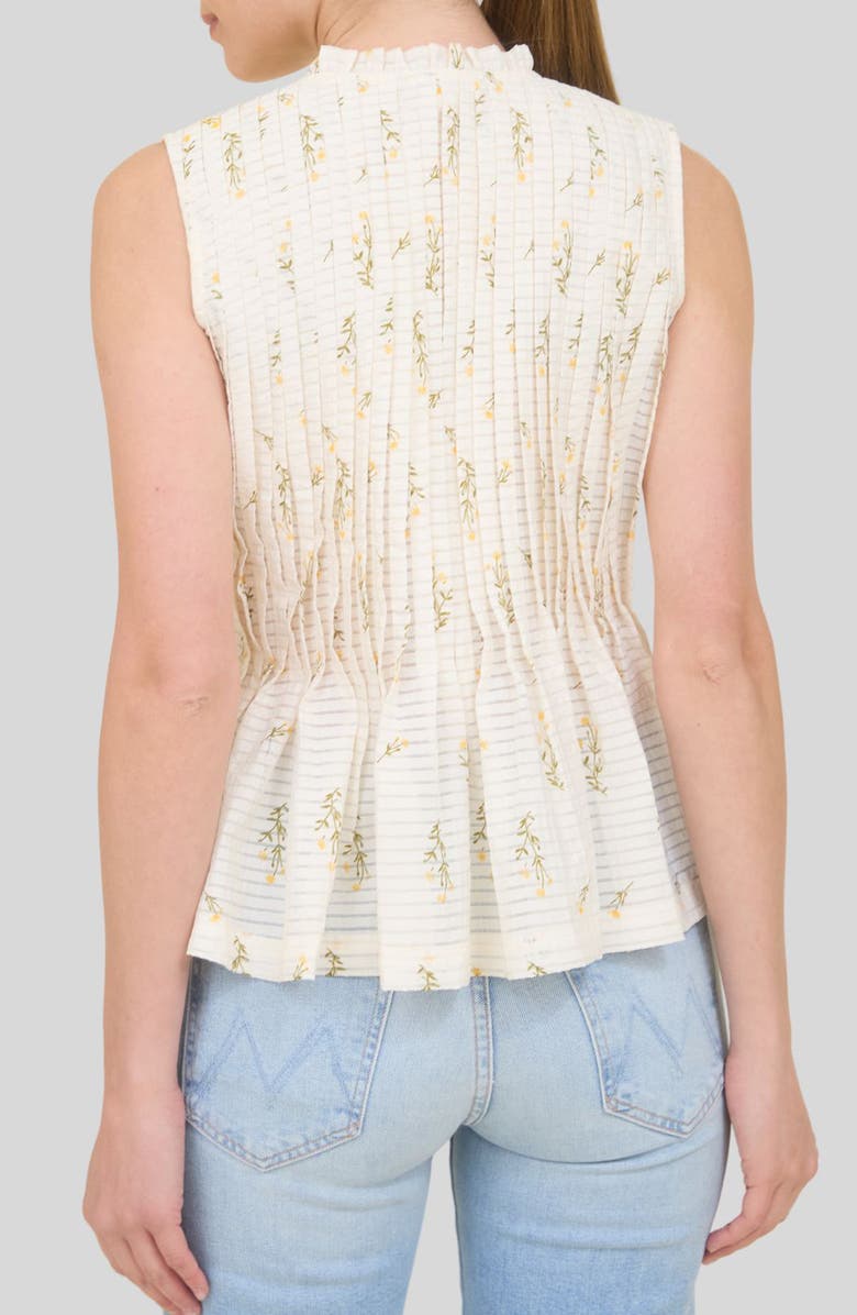 ZOE AND CLAIRE Floral Pleated Top, Alternate, color, Ivory Multi