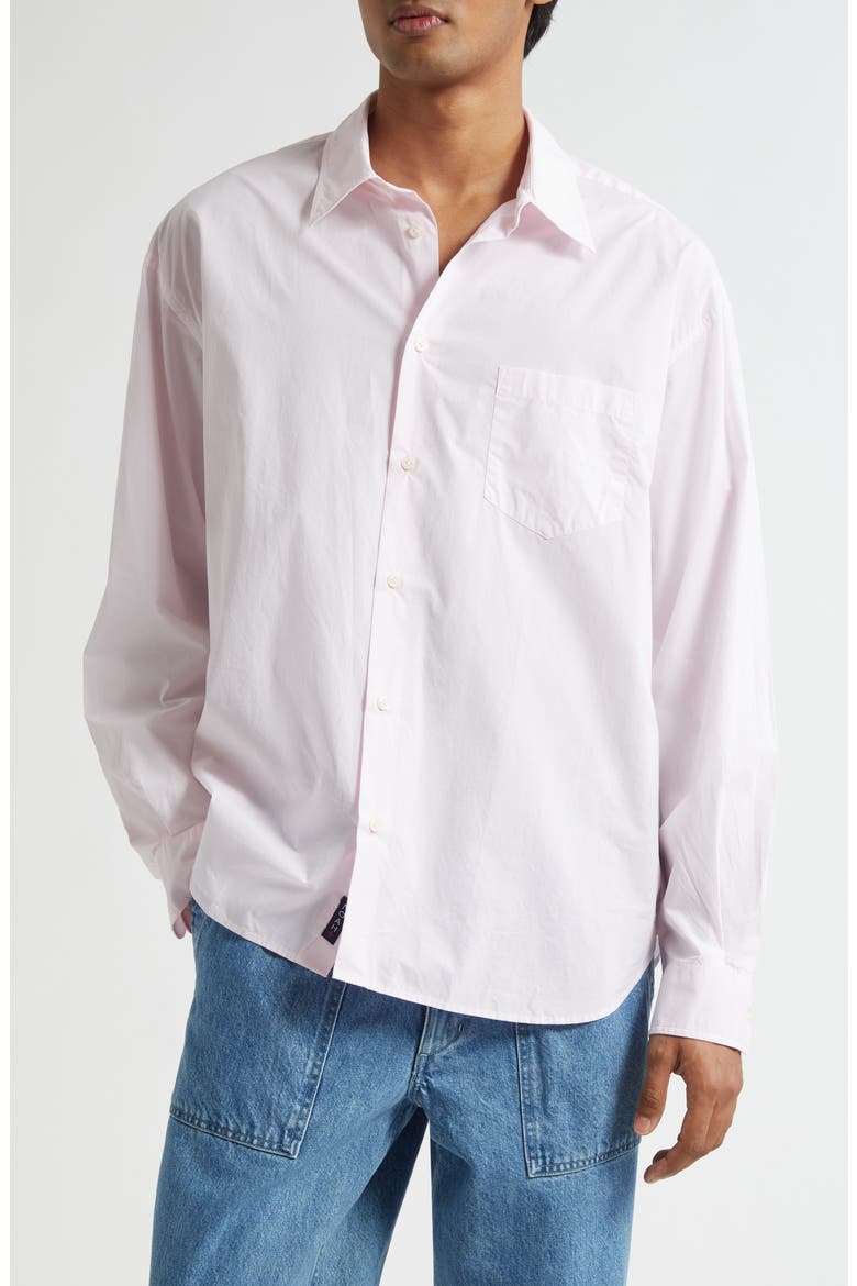 Oversize Cotton Poplin Button-Up Shirt, Main, color, LIGHT PINK