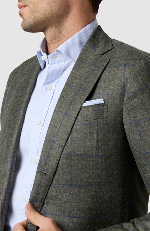Sid Mashburn Virgil No. 2 Windowpane Check Wool & Silk Blend Sport Coat In Olive/blue Plaid Twill