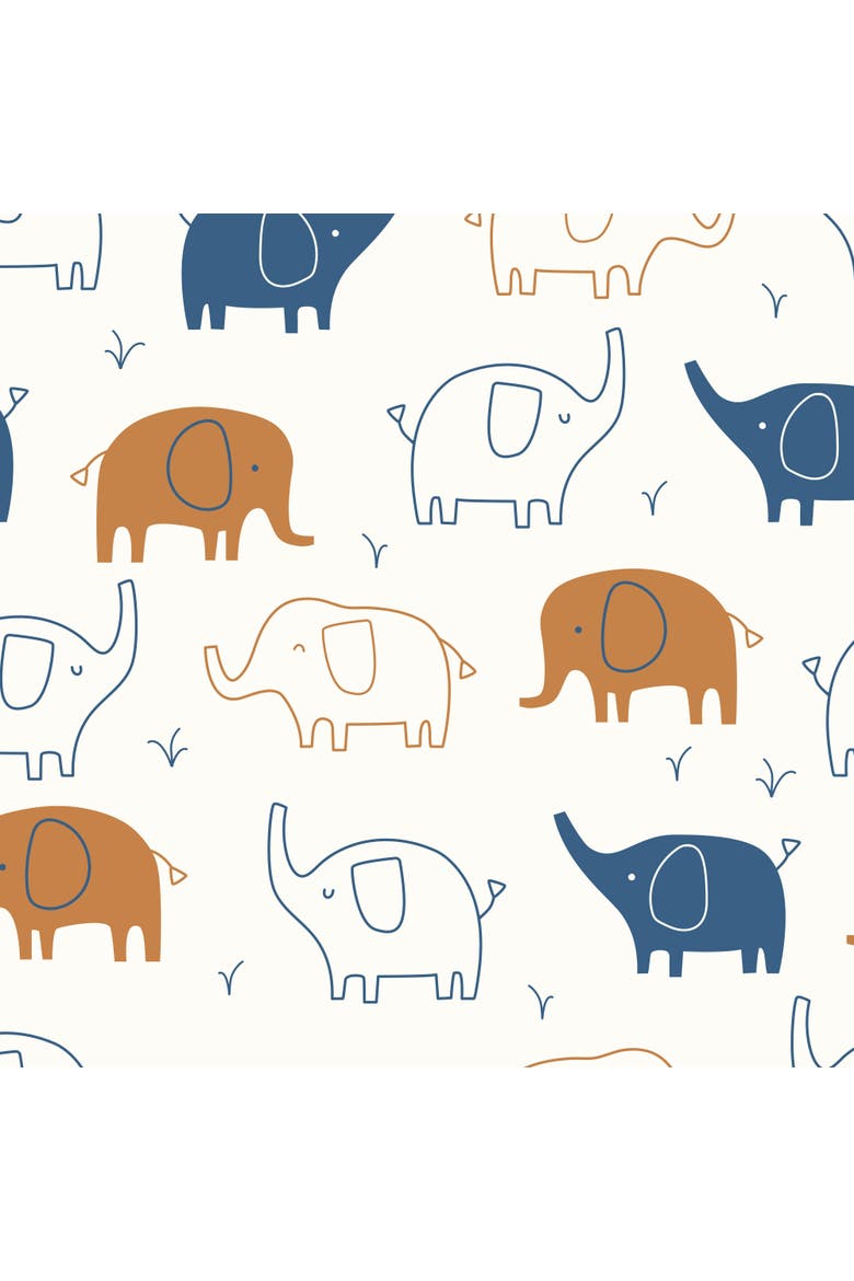 Playful Elephant 100% Cotton Baby Fitted Crib Sheet, Alternate, color, White