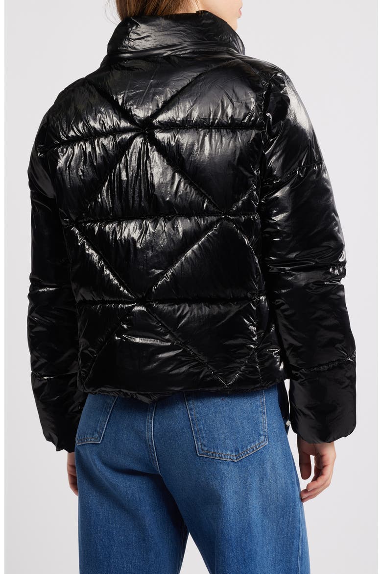 Shiny Crop Puffer Jacket, Alternate, color, BLACK